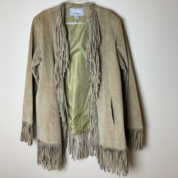 RARE WILSONS LEATHER FRINGE COAT sz 1X - Picture 1 of 8